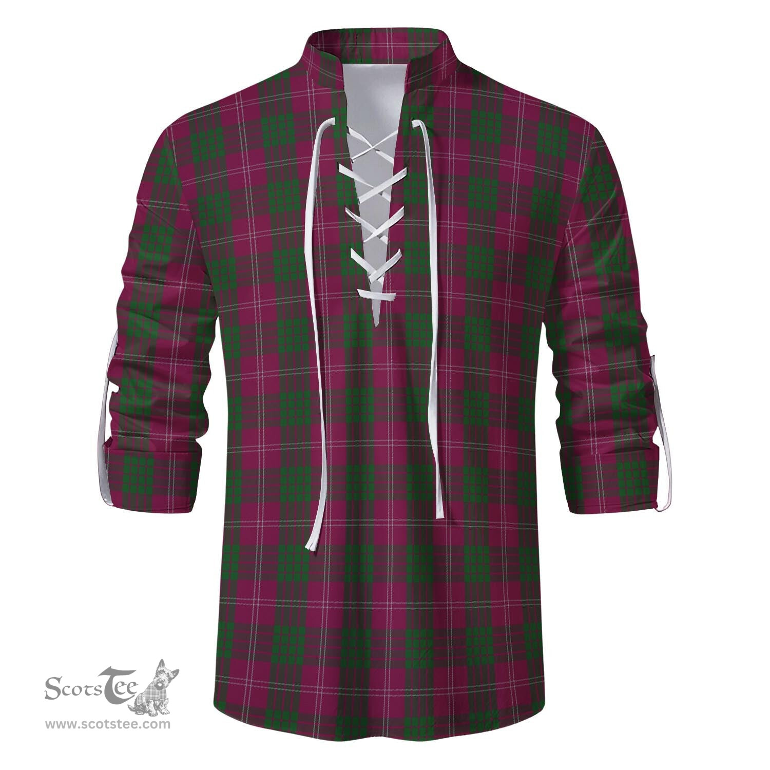 ScotsTee Shop Scottish Crawford Clan Tartan Mens Scottish Jacobite Ghillie Casual Shirt