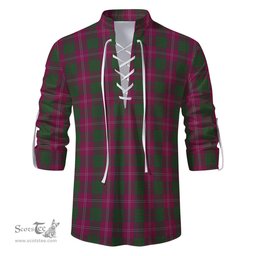 ScotsTee Shop Scottish Crawford Clan Tartan Mens Scottish Jacobite Ghillie Casual Shirt