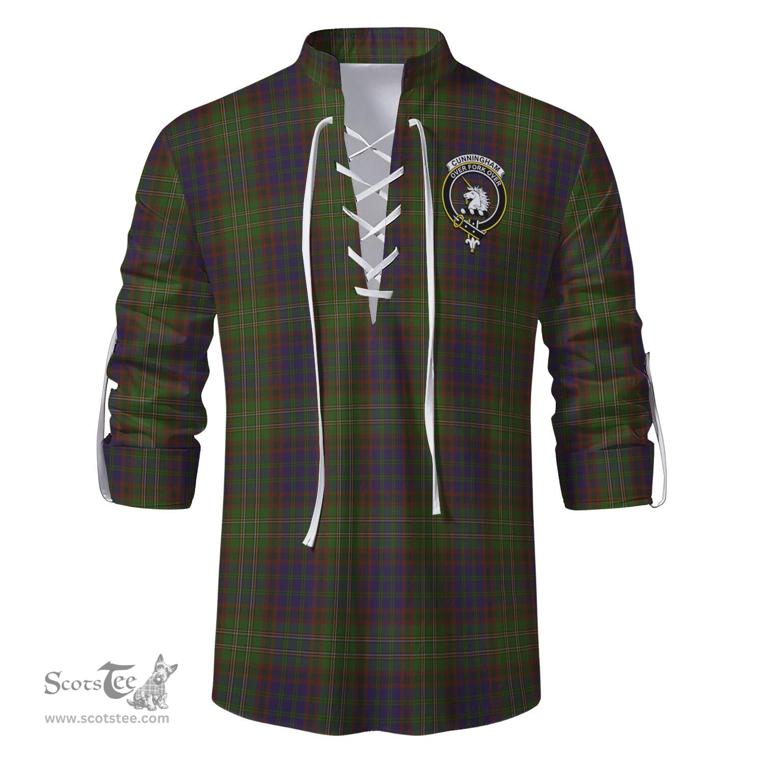 ScotsTee Shop Scottish Cunningham Hunting Modern Clan Crest Tartan Mens Scottish Jacobite Ghillie Casual Shirt