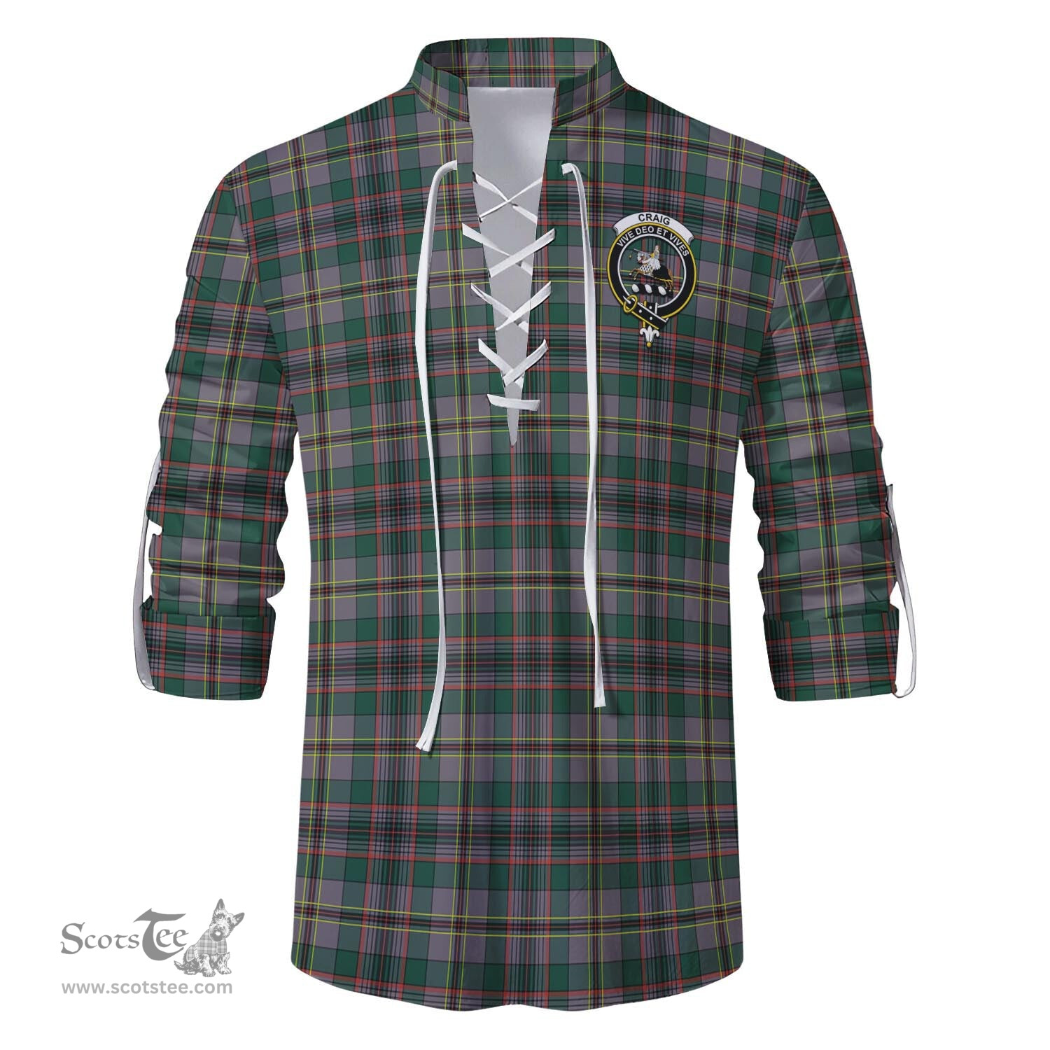 ScotsTee Shop Scottish Craig Ancient Clan Crest Tartan Mens Scottish Jacobite Ghillie Casual Shirt