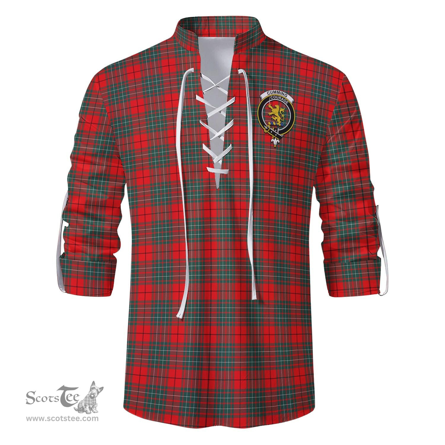 ScotsTee Shop Scottish Cumming Modern Clan Crest Tartan Mens Scottish Jacobite Ghillie Casual Shirt