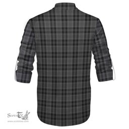ScotsTee Shop Scottish Drummond Grey Clan Crest Tartan Mens Scottish Jacobite Ghillie Casual Shirt