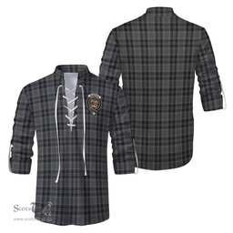 ScotsTee Shop Scottish Drummond Grey Clan Crest Tartan Mens Scottish Jacobite Ghillie Casual Shirt