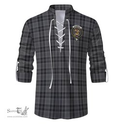 ScotsTee Shop Scottish Drummond Grey Clan Crest Tartan Mens Scottish Jacobite Ghillie Casual Shirt
