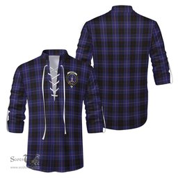 ScotsTee Shop Scottish Dunlop Clan Crest Tartan Mens Scottish Jacobite Ghillie Casual Shirt