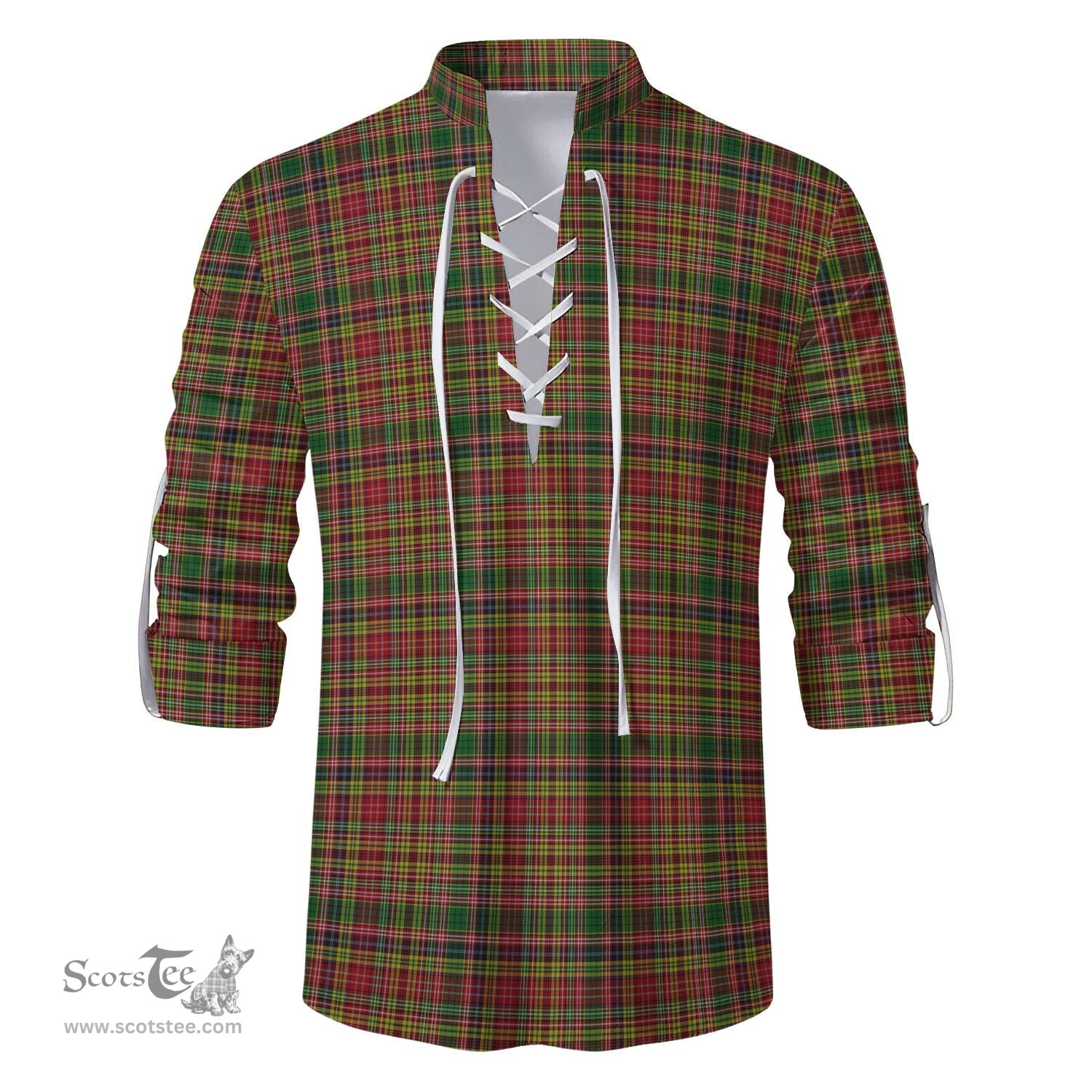 ScotsTee Shop Scottish Drummond of Strathallan Clan Tartan Mens Scottish Jacobite Ghillie Casual Shirt