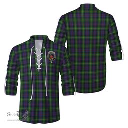 ScotsTee Shop Scottish Farquharson Clan Crest Tartan Mens Scottish Jacobite Ghillie Casual Shirt