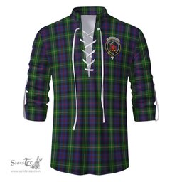 ScotsTee Shop Scottish Farquharson Clan Crest Tartan Mens Scottish Jacobite Ghillie Casual Shirt