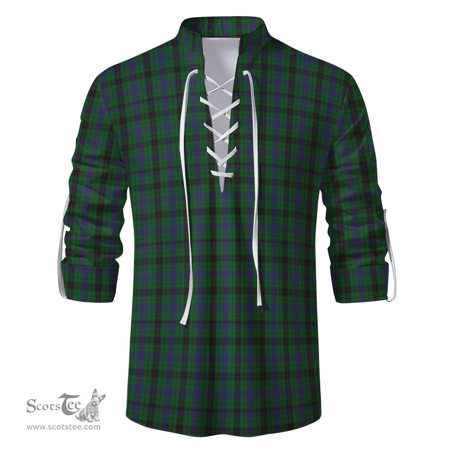 ScotsTee Shop Scottish Davidson Clan Tartan Mens Scottish Jacobite Ghillie Casual Shirt