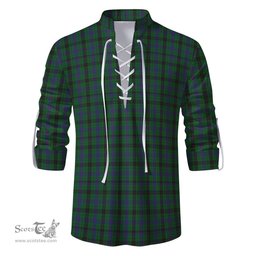 ScotsTee Shop Scottish Davidson Clan Tartan Mens Scottish Jacobite Ghillie Casual Shirt