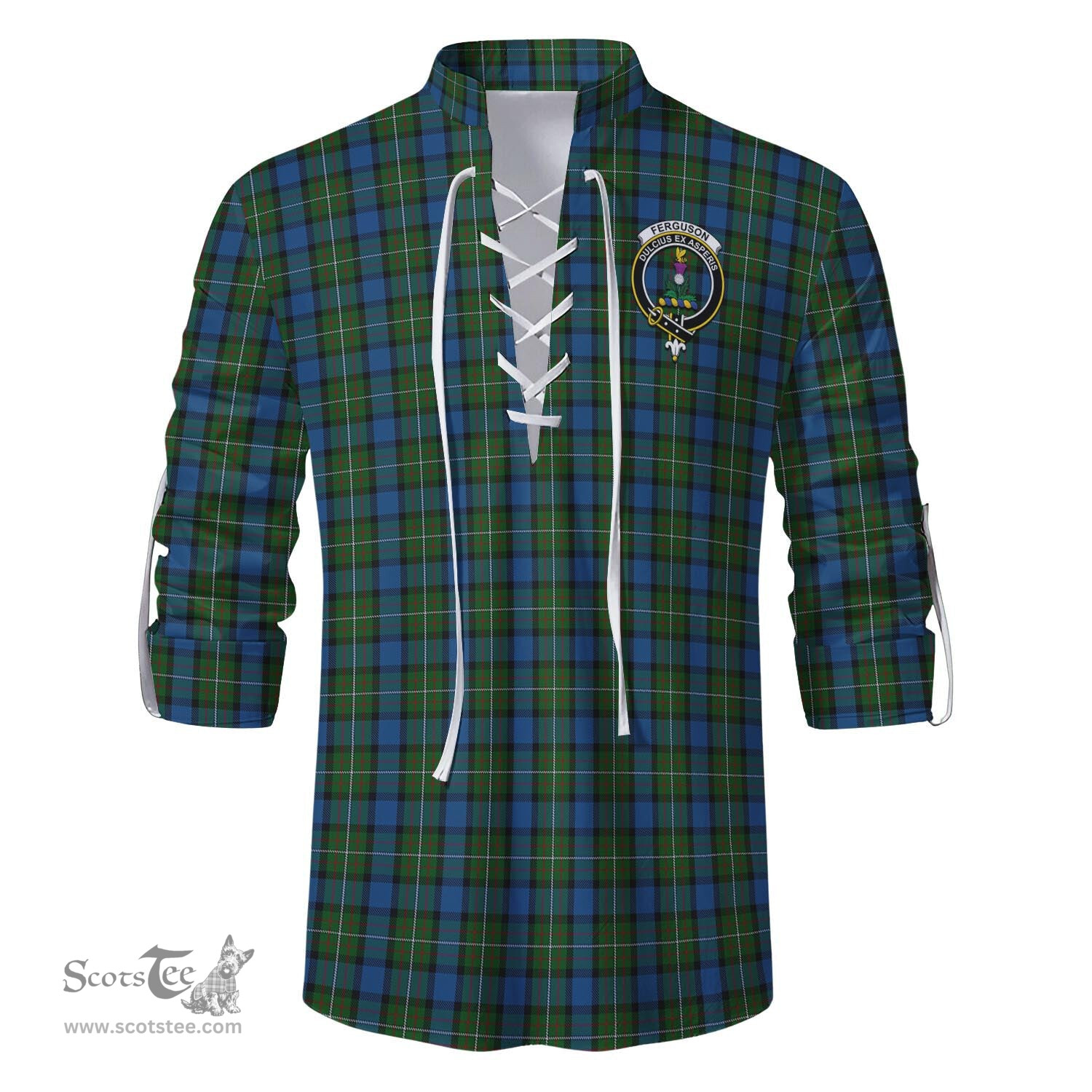 ScotsTee Shop Scottish Ferguson of Atholl Clan Crest Tartan Mens Scottish Jacobite Ghillie Casual Shirt
