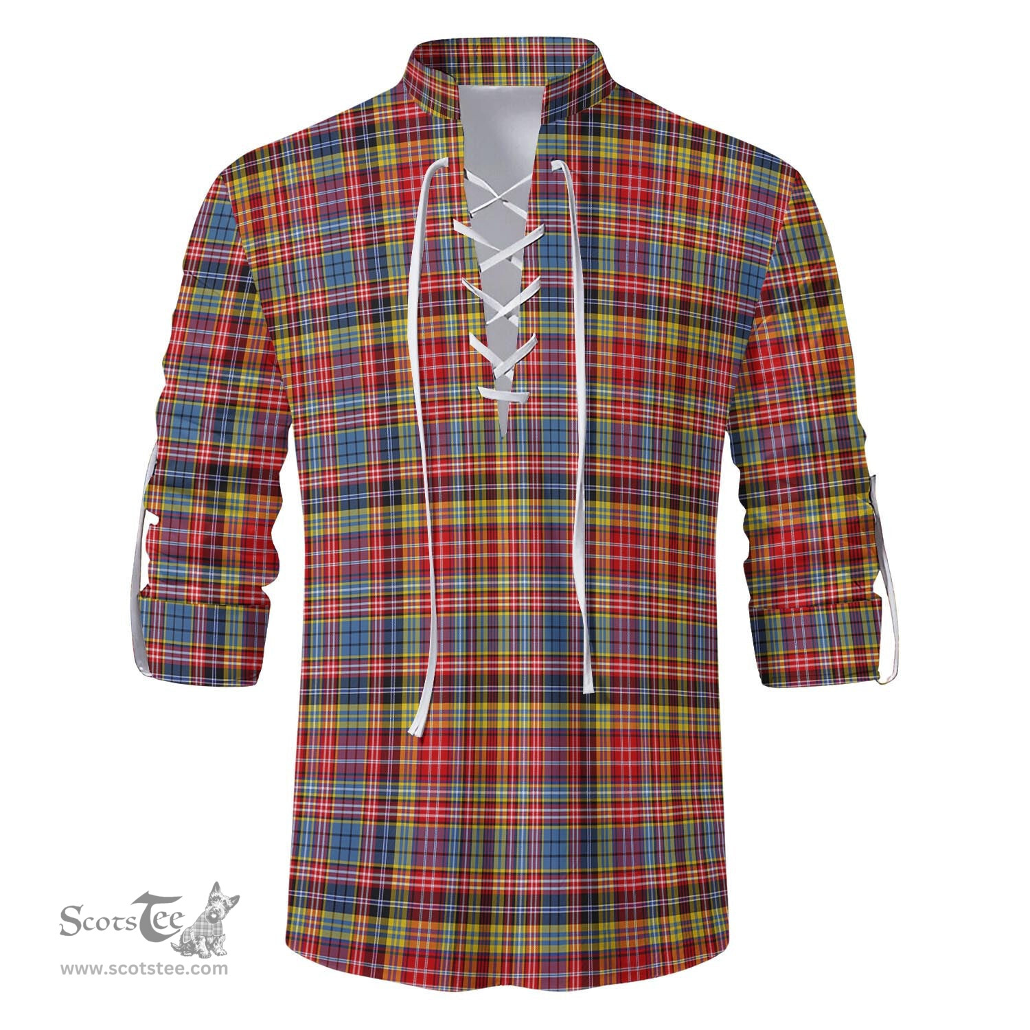 ScotsTee Shop Scottish Drummond of Strathallan Modern Clan Tartan Mens Scottish Jacobite Ghillie Casual Shirt