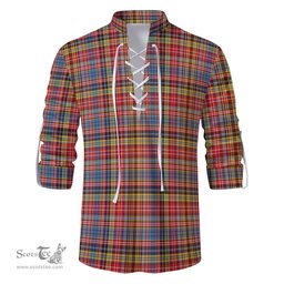 ScotsTee Shop Scottish Drummond of Strathallan Modern Clan Tartan Mens Scottish Jacobite Ghillie Casual Shirt