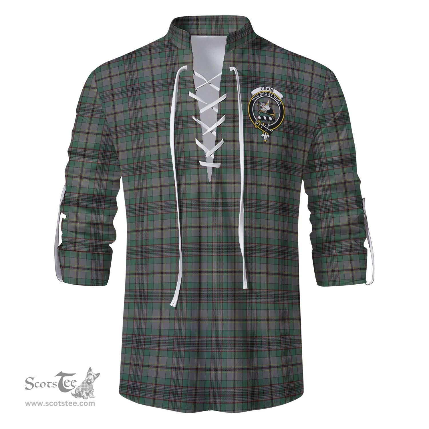 ScotsTee Shop Scottish Craig Clan Crest Tartan Mens Scottish Jacobite Ghillie Casual Shirt