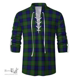 ScotsTee Shop Scottish Dundas Modern Clan Tartan Mens Scottish Jacobite Ghillie Casual Shirt