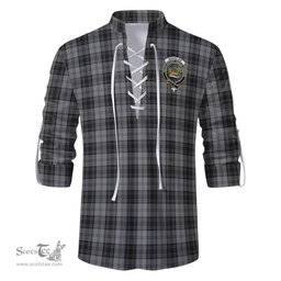 ScotsTee Shop Scottish Douglas Grey Clan Crest Tartan Mens Scottish Jacobite Ghillie Casual Shirt