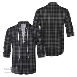 ScotsTee Shop Scottish Clergy Grey Clan Tartan Mens Scottish Jacobite Ghillie Casual Shirt