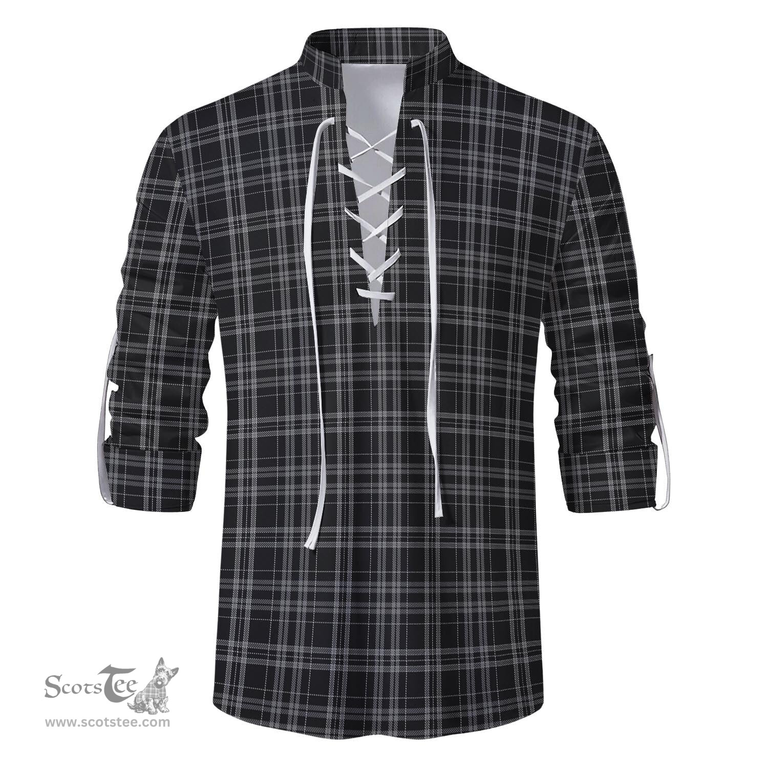 ScotsTee Shop Scottish Clergy Grey Clan Tartan Mens Scottish Jacobite Ghillie Casual Shirt
