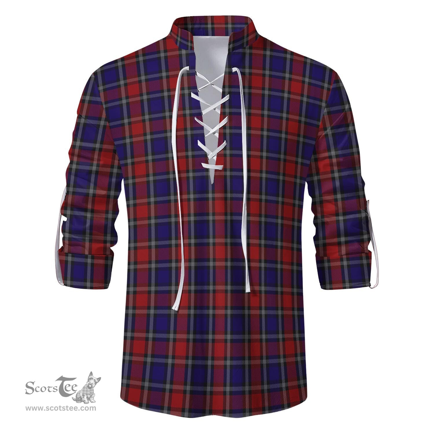 ScotsTee Shop Scottish Clark Red Clan Tartan Mens Scottish Jacobite Ghillie Casual Shirt