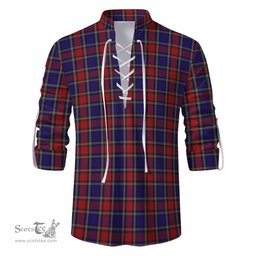 ScotsTee Shop Scottish Clark Red Clan Tartan Mens Scottish Jacobite Ghillie Casual Shirt