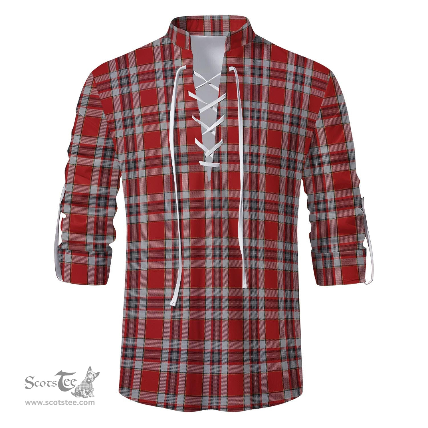 ScotsTee Shop Scottish Drummond of Perth Dress Clan Tartan Mens Scottish Jacobite Ghillie Casual Shirt
