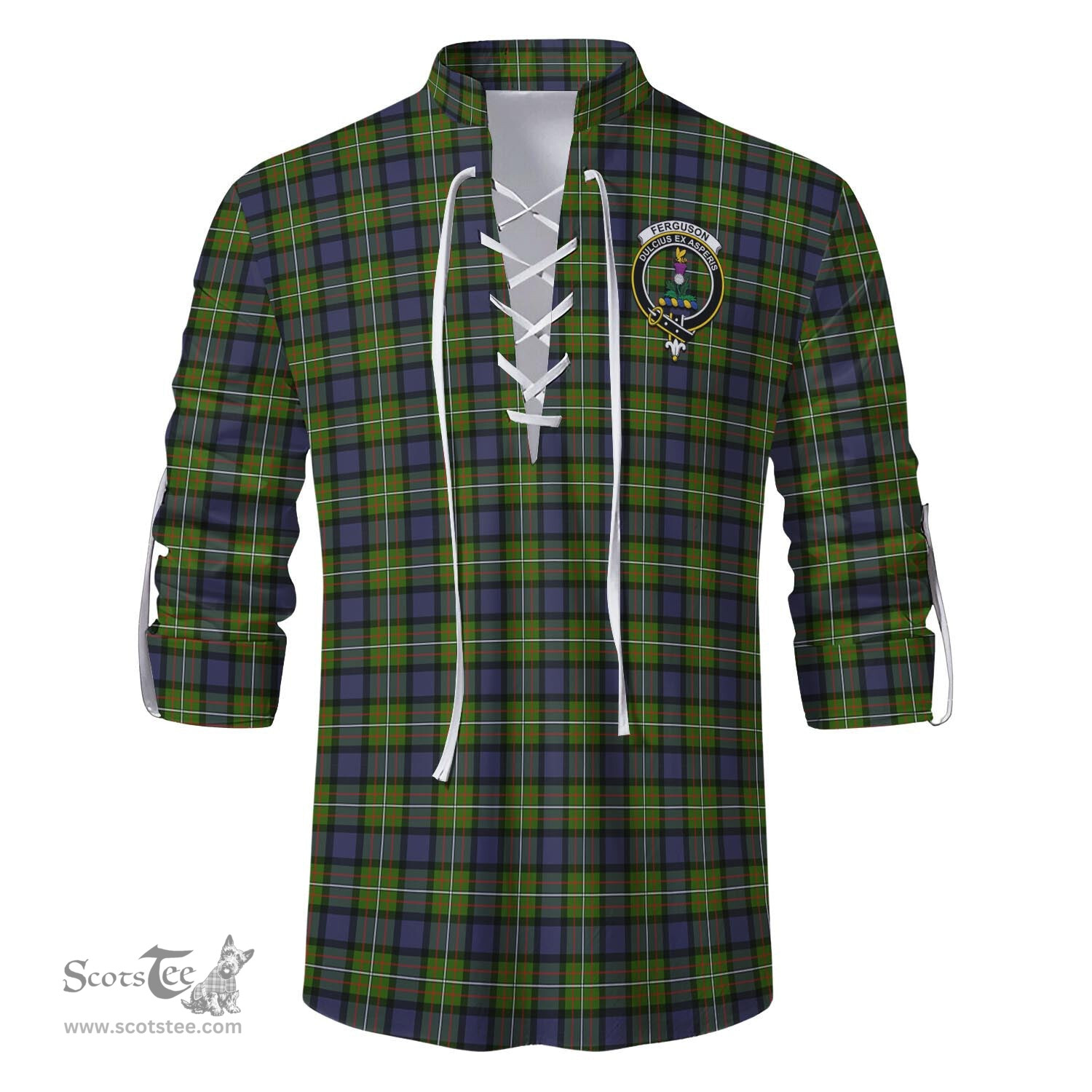 ScotsTee Shop Scottish Ferguson Modern Clan Crest Tartan Mens Scottish Jacobite Ghillie Casual Shirt