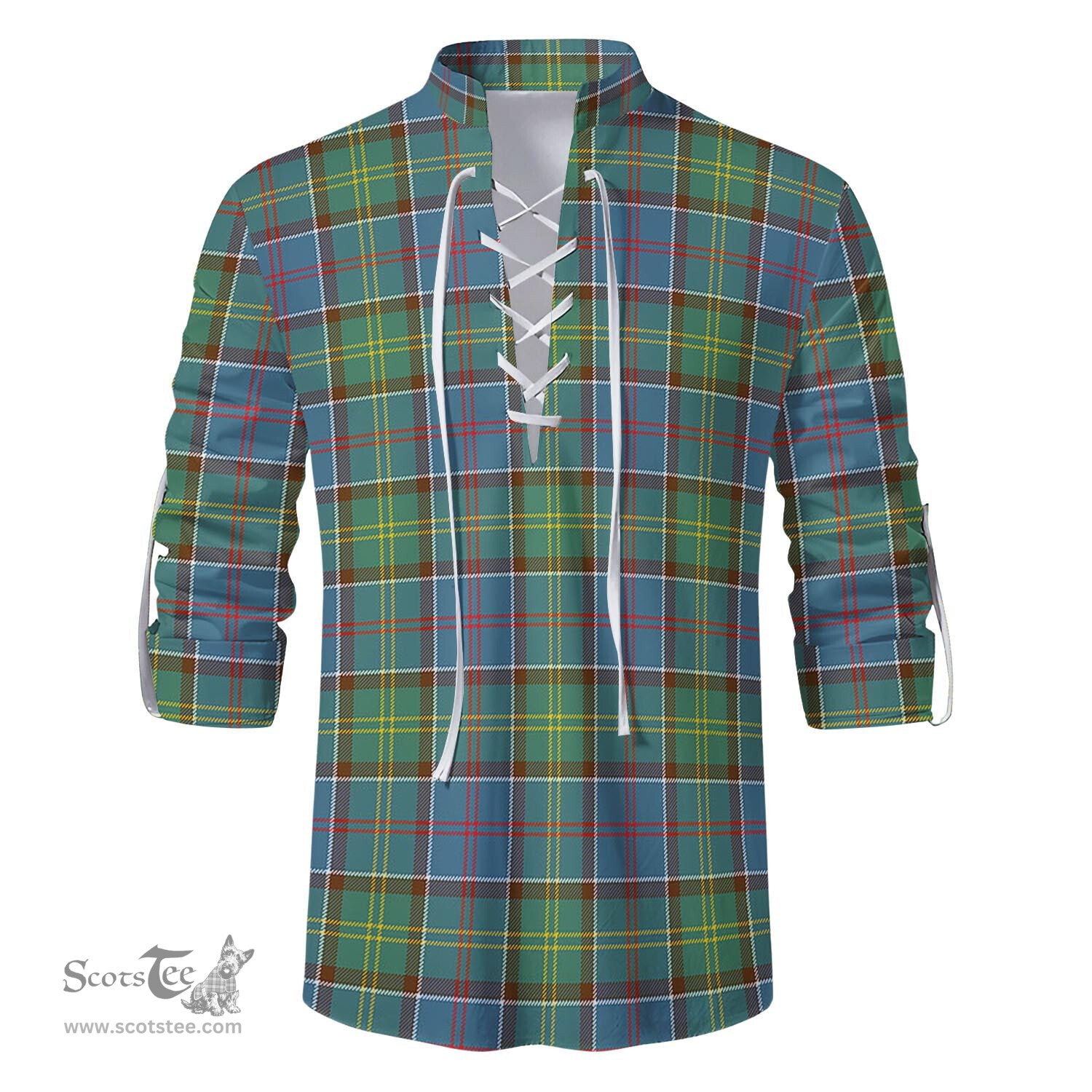 ScotsTee Shop Scottish Colville Clan Tartan Mens Scottish Jacobite Ghillie Casual Shirt