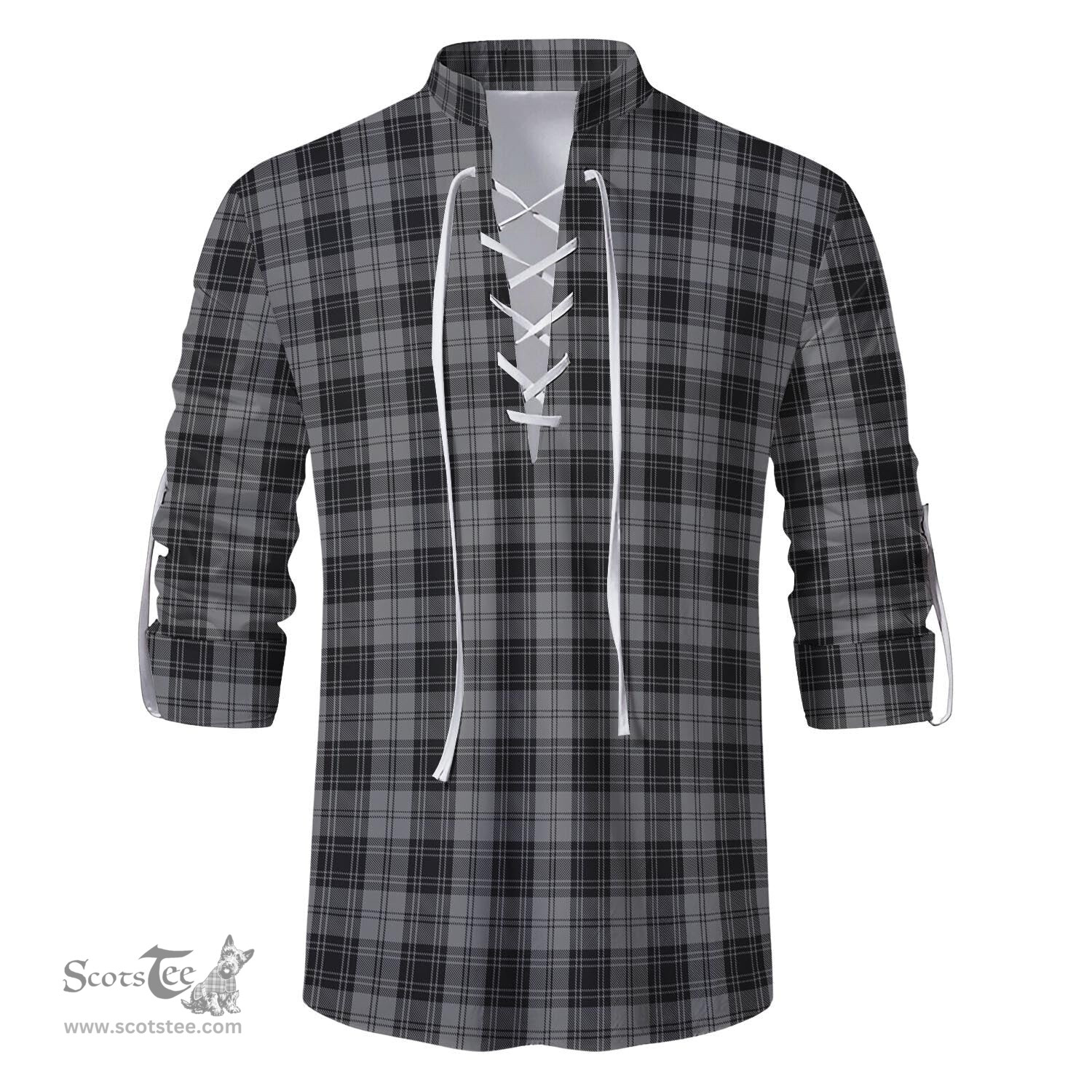 ScotsTee Shop Scottish Douglas Grey Clan Tartan Mens Scottish Jacobite Ghillie Casual Shirt