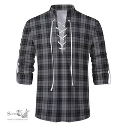 ScotsTee Shop Scottish Douglas Grey Clan Tartan Mens Scottish Jacobite Ghillie Casual Shirt