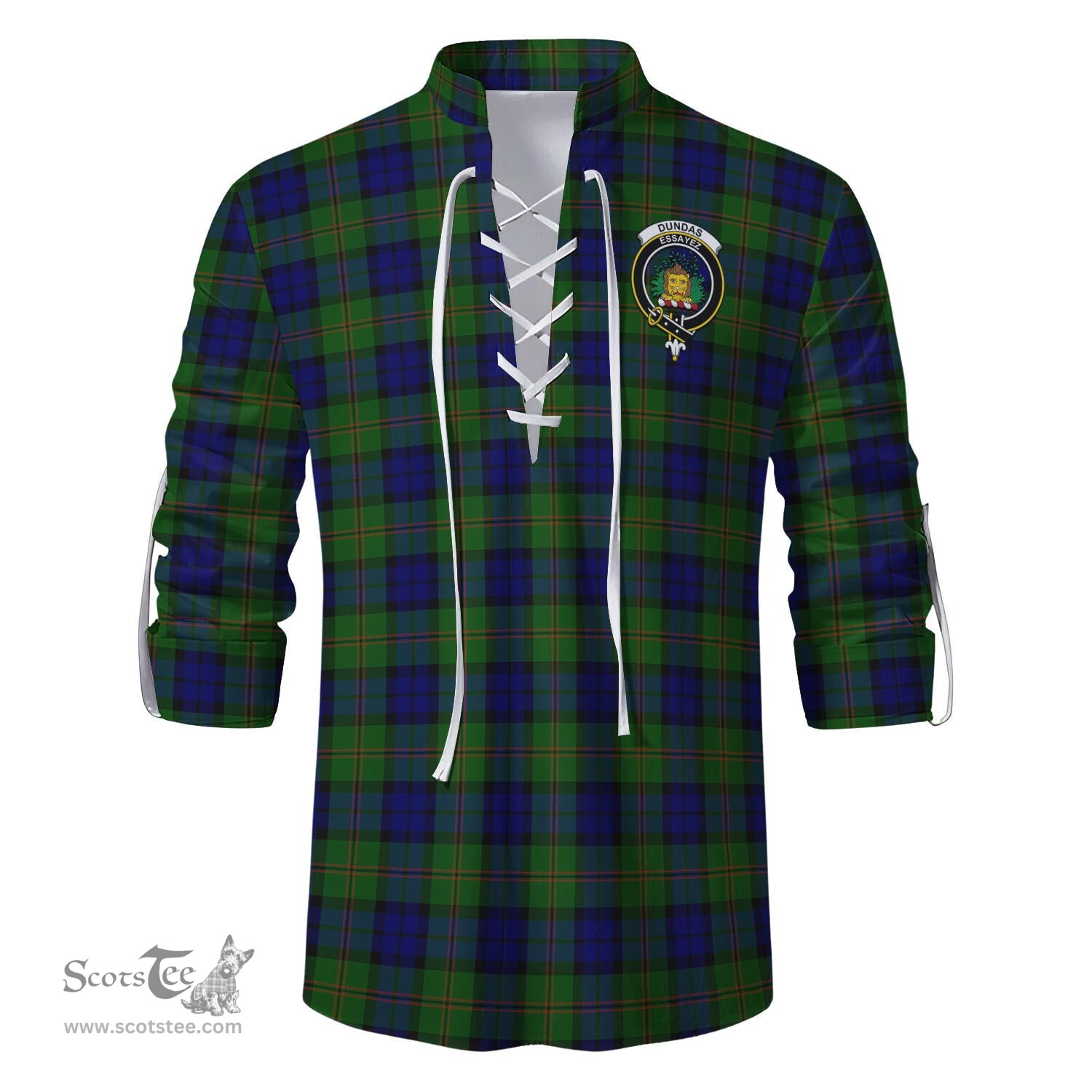 ScotsTee Shop Scottish Dundas Modern Clan Crest Tartan Mens Scottish Jacobite Ghillie Casual Shirt