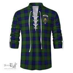ScotsTee Shop Scottish Dundas Modern Clan Crest Tartan Mens Scottish Jacobite Ghillie Casual Shirt