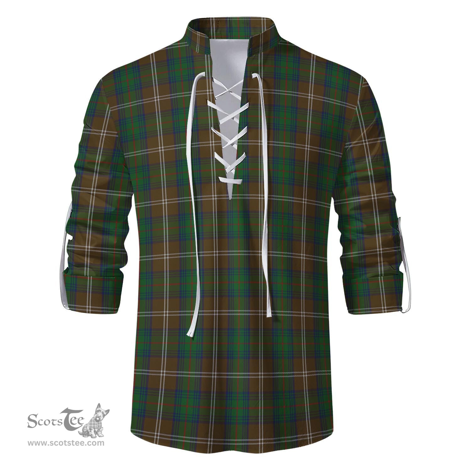 ScotsTee Shop Scottish Chisholm Hunting Clan Tartan Mens Scottish Jacobite Ghillie Casual Shirt