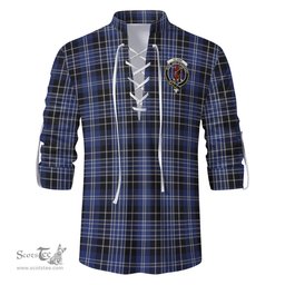 ScotsTee Shop Scottish Clark Clan Crest Tartan Mens Scottish Jacobite Ghillie Casual Shirt