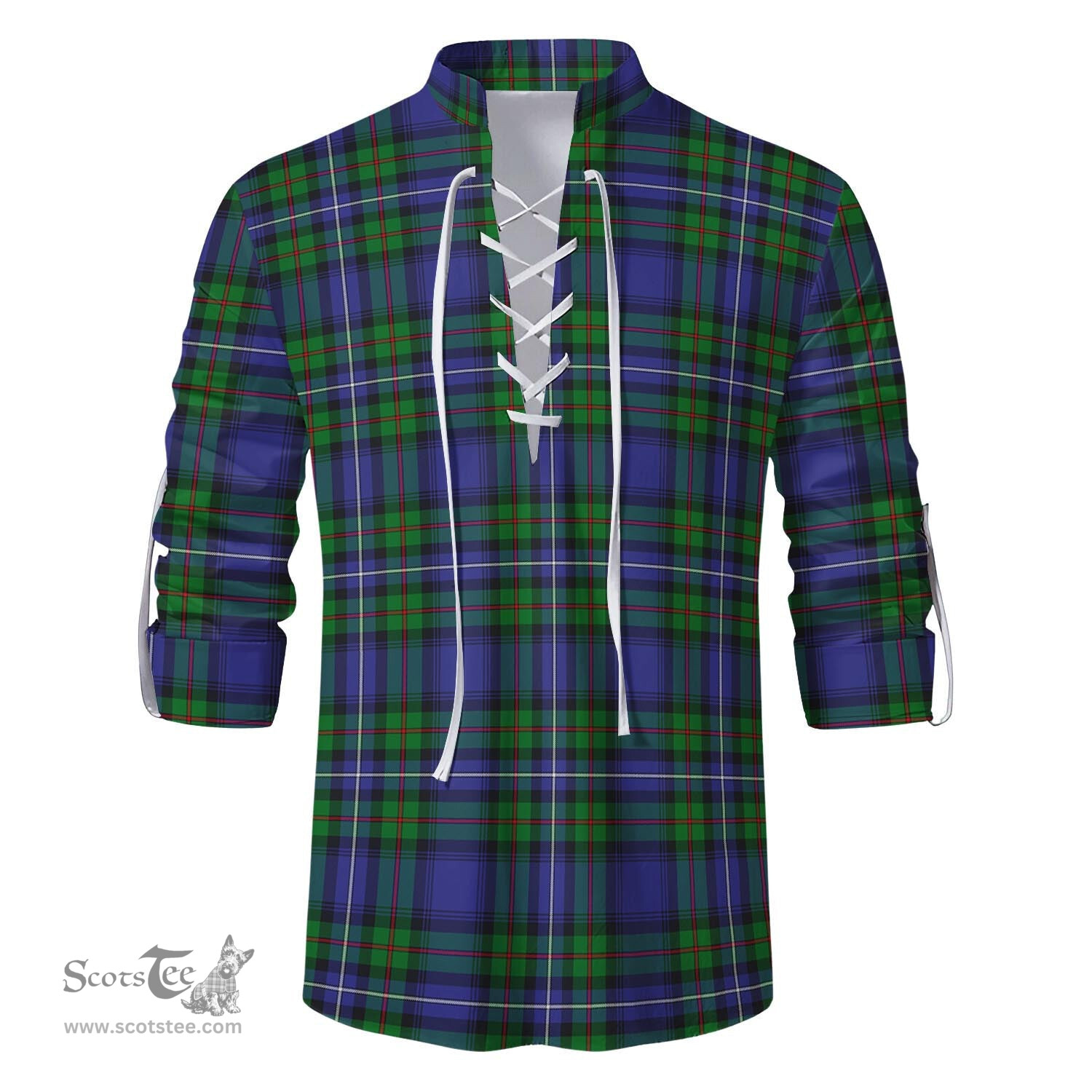 ScotsTee Shop Scottish Donnachaidh Clan Tartan Mens Scottish Jacobite Ghillie Casual Shirt