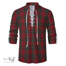 ScotsTee Shop Scottish Dundas Red Clan Tartan Mens Scottish Jacobite Ghillie Casual Shirt