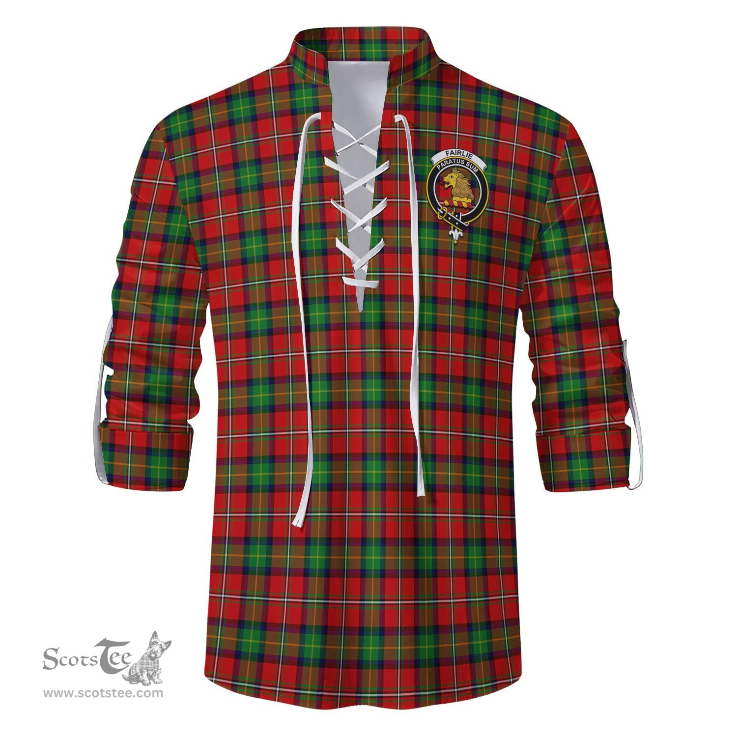 ScotsTee Shop Scottish Fairlie Modern Clan Crest Tartan Mens Scottish Jacobite Ghillie Casual Shirt