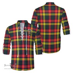 ScotsTee Shop Scottish Dewar Clan Crest Tartan Mens Scottish Jacobite Ghillie Casual Shirt