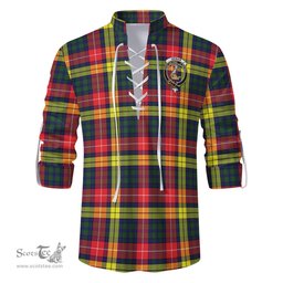 ScotsTee Shop Scottish Dewar Clan Crest Tartan Mens Scottish Jacobite Ghillie Casual Shirt