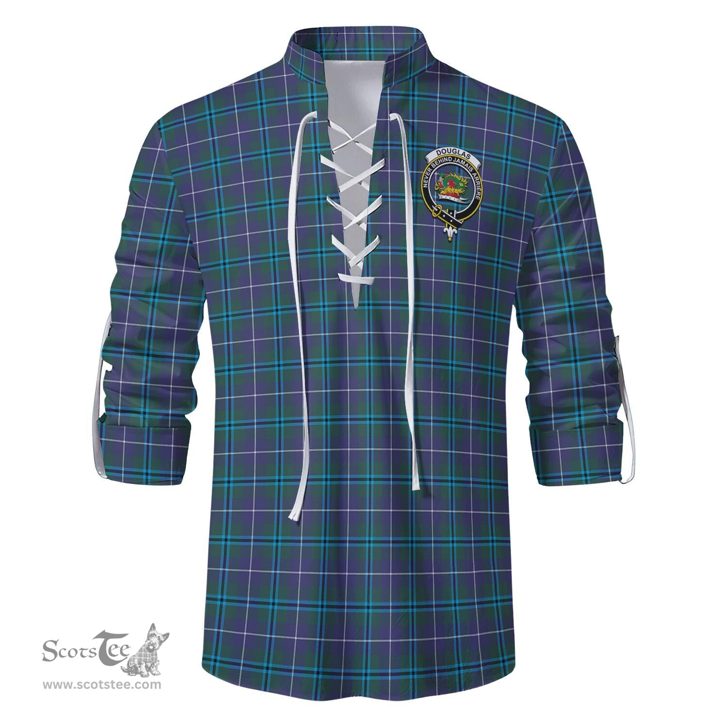 ScotsTee Shop Scottish Douglas Modern Clan Crest Tartan Mens Scottish Jacobite Ghillie Casual Shirt
