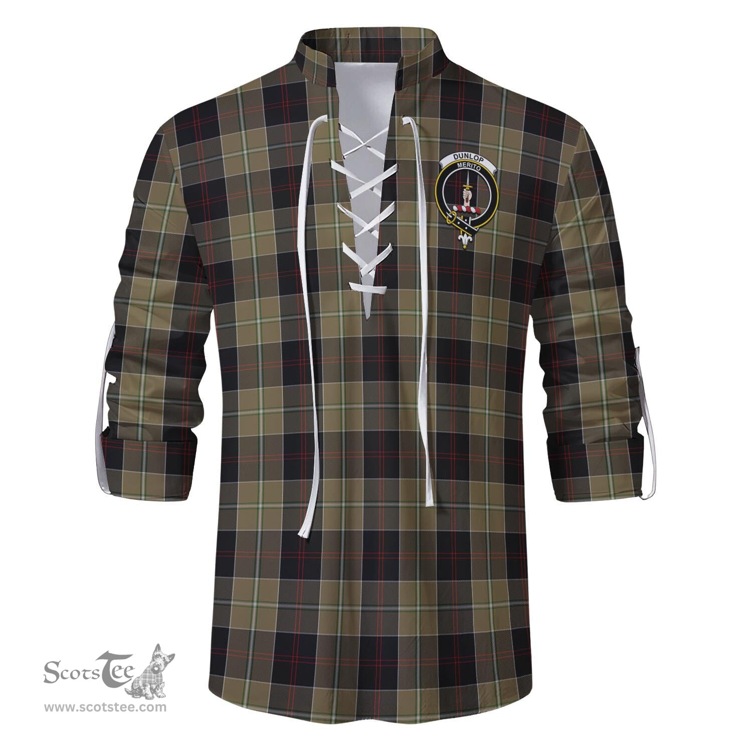 ScotsTee Shop Scottish Dunlop Hunting Clan Crest Tartan Mens Scottish Jacobite Ghillie Casual Shirt