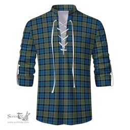 ScotsTee Shop Scottish Colquhoun Ancient Clan Tartan Mens Scottish Jacobite Ghillie Casual Shirt