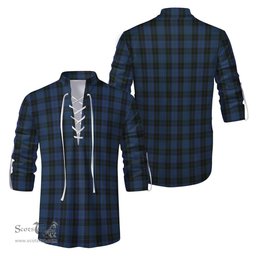 ScotsTee Shop Scottish Clergy Blue Clan Tartan Mens Scottish Jacobite Ghillie Casual Shirt