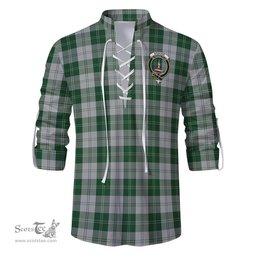 ScotsTee Shop Scottish Erskine Green Clan Crest Tartan Mens Scottish Jacobite Ghillie Casual Shirt