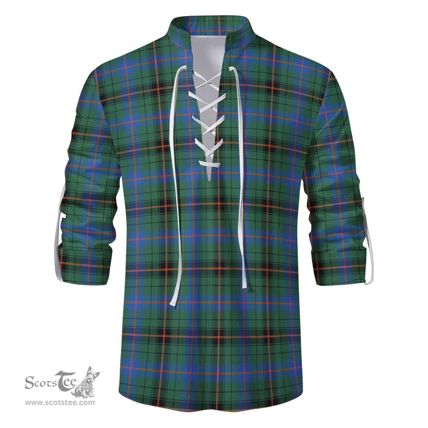 ScotsTee Shop Scottish Davidson Ancient Clan Tartan Mens Scottish Jacobite Ghillie Casual Shirt