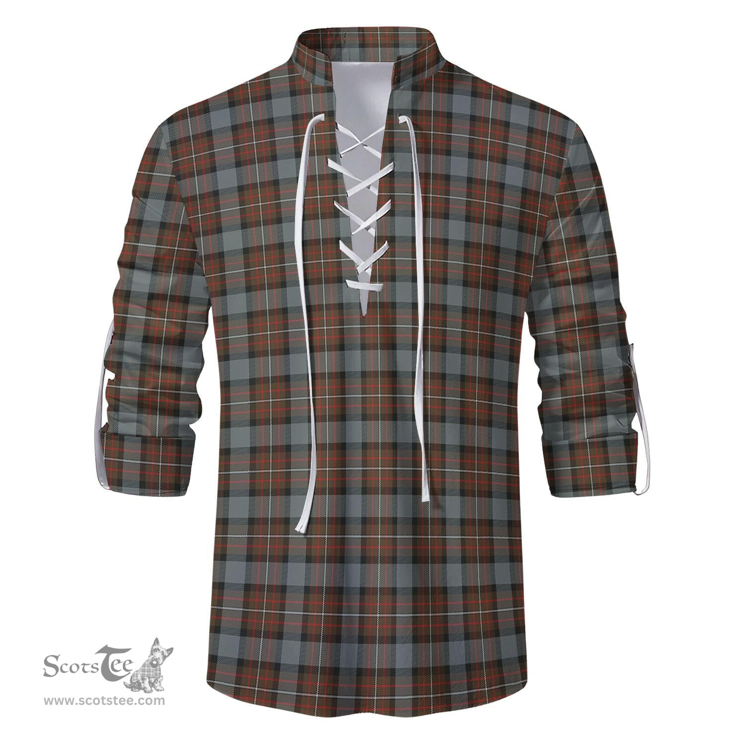 ScotsTee Shop Scottish Ferguson Weathered Clan Tartan Mens Scottish Jacobite Ghillie Casual Shirt