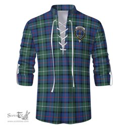 ScotsTee Shop Scottish Davidson of Tulloch Clan Crest Tartan Mens Scottish Jacobite Ghillie Casual Shirt