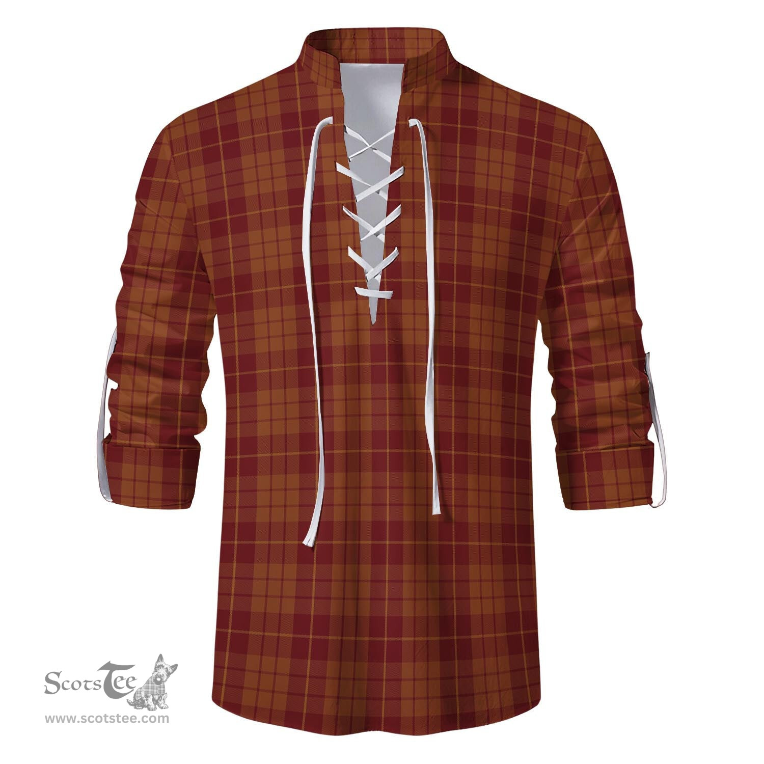 ScotsTee Shop Scottish Hamilton Red Clan Tartan Mens Scottish Jacobite Ghillie Casual Shirt