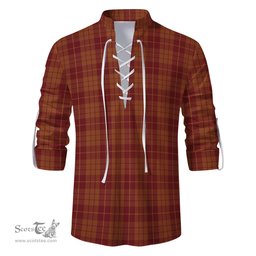 ScotsTee Shop Scottish Hamilton Red Clan Tartan Mens Scottish Jacobite Ghillie Casual Shirt