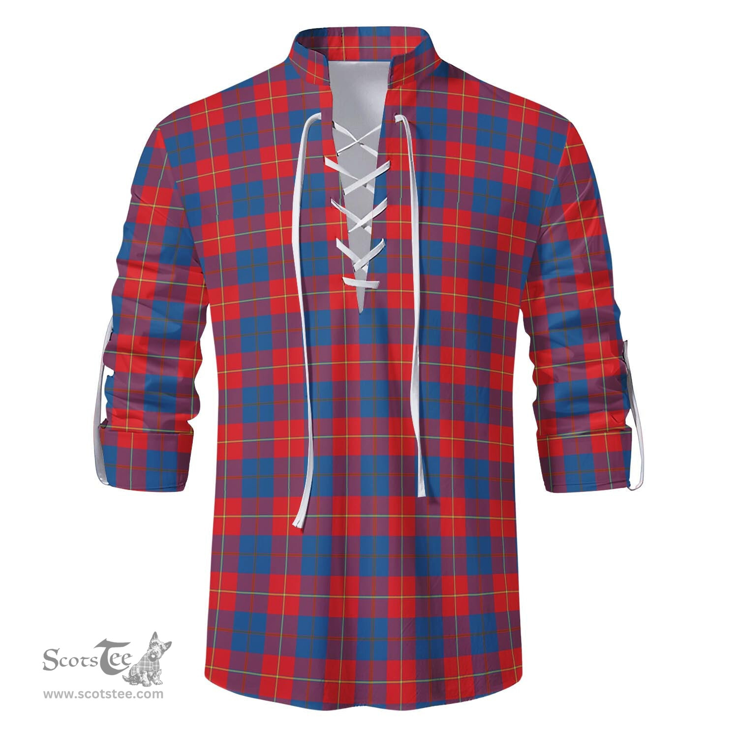 ScotsTee Shop Scottish Galloway Red Clan Tartan Mens Scottish Jacobite Ghillie Casual Shirt