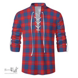 ScotsTee Shop Scottish Galloway Red Clan Tartan Mens Scottish Jacobite Ghillie Casual Shirt